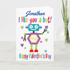 Cute Robot Valentine Day Kort