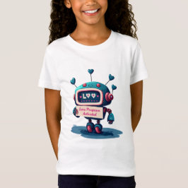 Cute Robot Valentiness Tee with Blue Hearts, Rolig