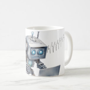 Cute-robotkodning med en bärbar dator kaffemugg