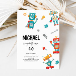 Cute Robots Birthday-inbjudan Inbjudningar