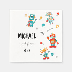 Cute Robots Birthday-inbjudan Pappersservett