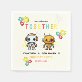 Cute Robots Boys Joint Birday Pappersservett