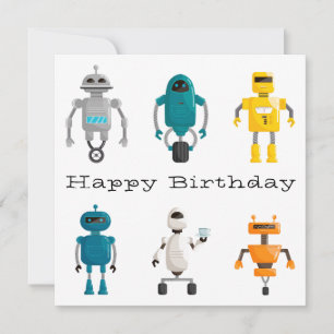 Cute Robots Droids Grattis på födelsedagen Julkort
