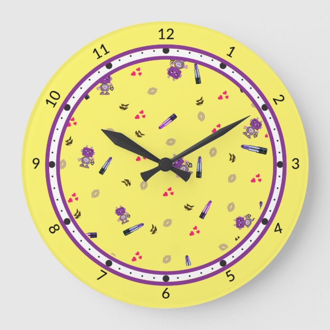 Cute robots mönster stor klocka (Framsida)