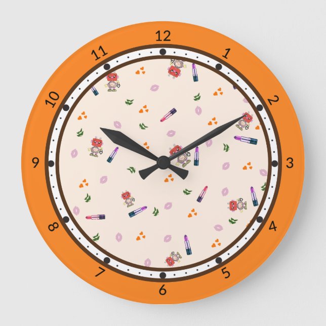 Cute robots mönster stor klocka (Framsida)