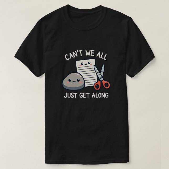 Cute Rock Paper Scissors Just Get Along Funny Game T Shirt (Design framsida)