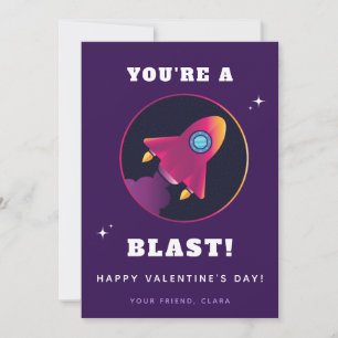 Cute Rocket Spaceship Kids School Valentine Day Julkort