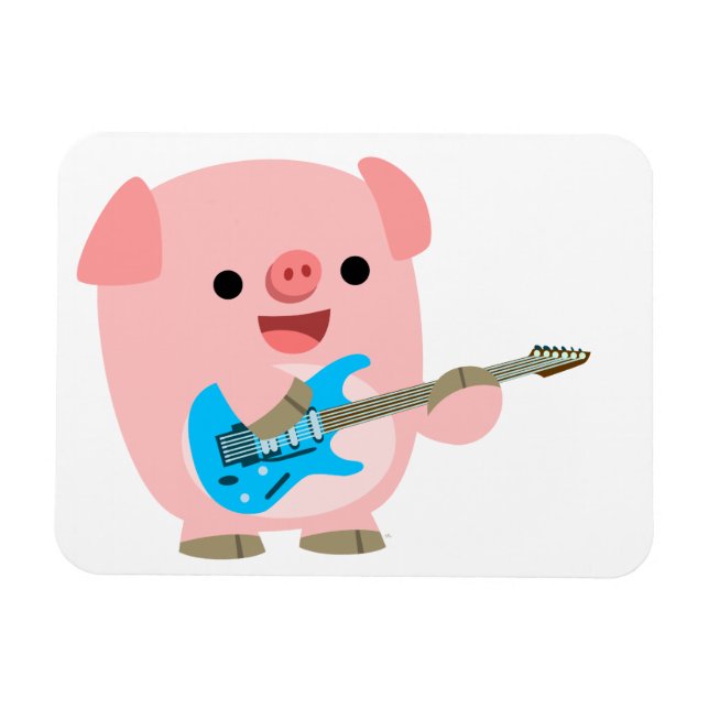 Cute Rockin Tecknad Gris Flexible Magnet (Horisontell)
