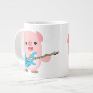 Cute Rockin' Tecknad Gris Jumbo Mugg