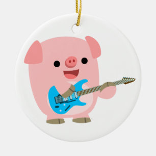 Cute Rockin' Tecknad Gris Ornament