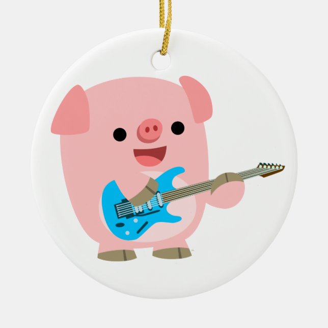 Cute Rockin' Tecknad Gris Ornament (Framsidan)