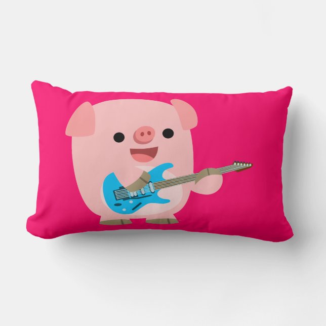 Cute Rockin' Tecknad Gris Pillow Lumbarkudde (Framsida)