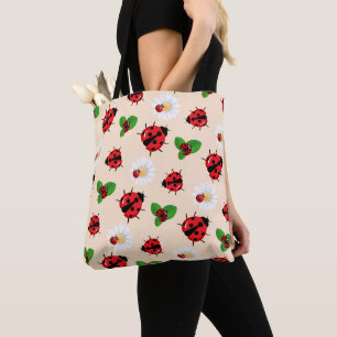 Cute röd polka dot Ladybug Blommor Girly Tygkasse