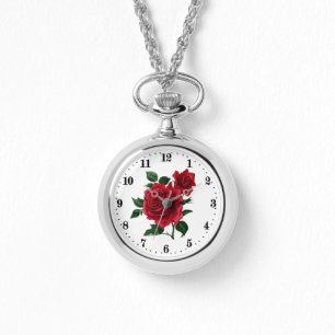 Cute röd ros-blomman älskare armbandsur