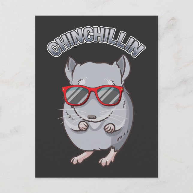 Cute Rodent Chinchilla med sunglass Vykort (Framsida)