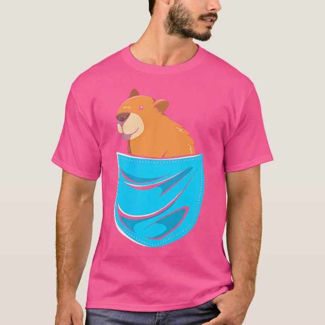 Cute Rodent Pocket Capybara T Shirt (Framsida)