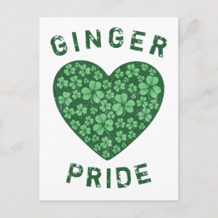 Cute Rödhårig Ginger Power Shamrock Grönt Heart Vykort
