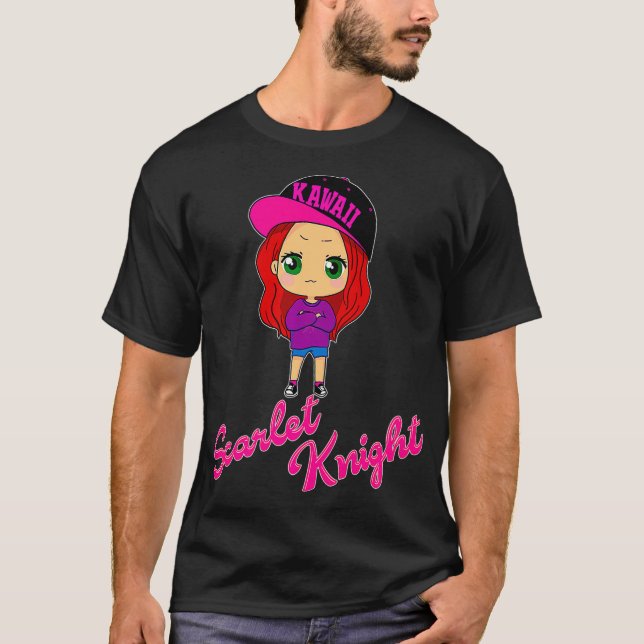 Cute Rödhårig Rosa Kawaii Hat Chibi Premium  T Shirt (Framsida)