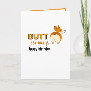 Cute Rolig hund Butt allvarligt, grattis på födels Kort