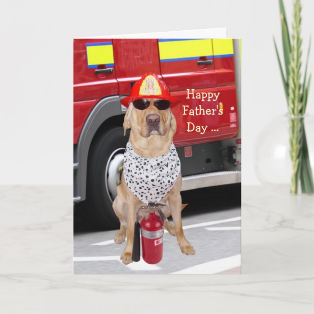 Cute/Rolig hund Fars dag för brandbekämpning Kort (Framsida)
