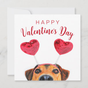 Cute Rolig hund Heart Headband Valentines day Part Inbjudningar