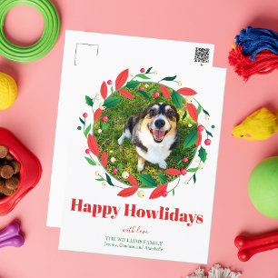 Cute Rolig hund Photo Lycklig Howlidays jul Vykort