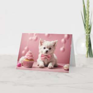 Cute Rolig hund Rosa Cuppie Grattis på födelsedage Kort