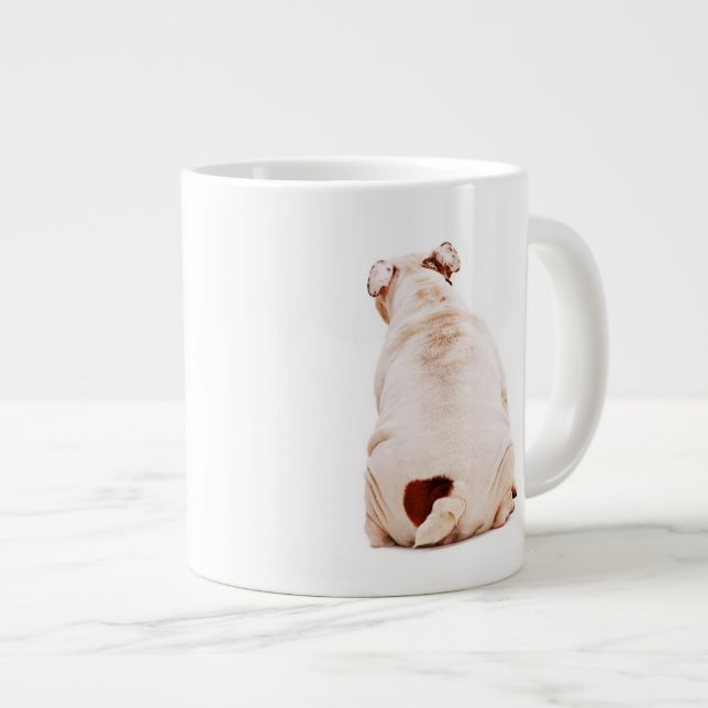 Cute rolig hund white Bulldog Jumbo Mugg (Framsida höger)