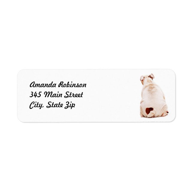 Cute rolig hund white Bulldog Returadress Etikett (Framsidan)