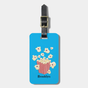 Cute, rolig popcorn-tecknad bagagebricka