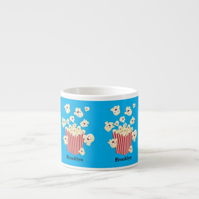 Cute, rolig popcorn-tecknad espressomugg (Framsidan)