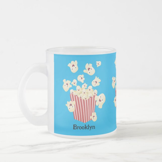 Cute, rolig popcorn-tecknad frostad glasmugg (Vänster)