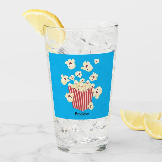 Cute, rolig popcorn-tecknad glaskopp (Framsida Ice)