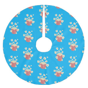 Cute, rolig popcorn-tecknad julgransmatta borstad polyester