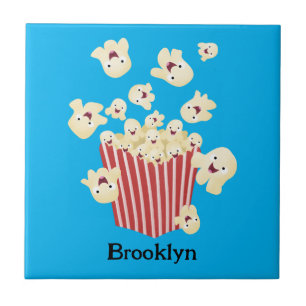 Cute, rolig popcorn-tecknad kakelplatta