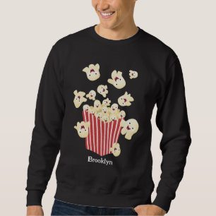 Cute, rolig popcorn-tecknad lång ärmad tröja