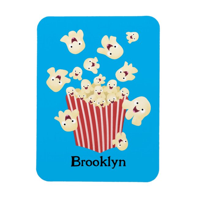 Cute, rolig popcorn-tecknad magnet (Vertikal)