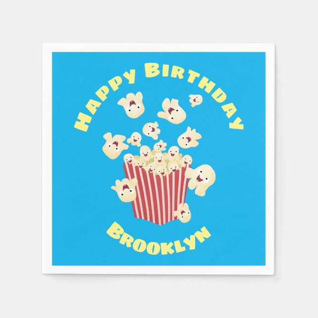 Cute, rolig popcorn-tecknad pappersservett (Framsidan)