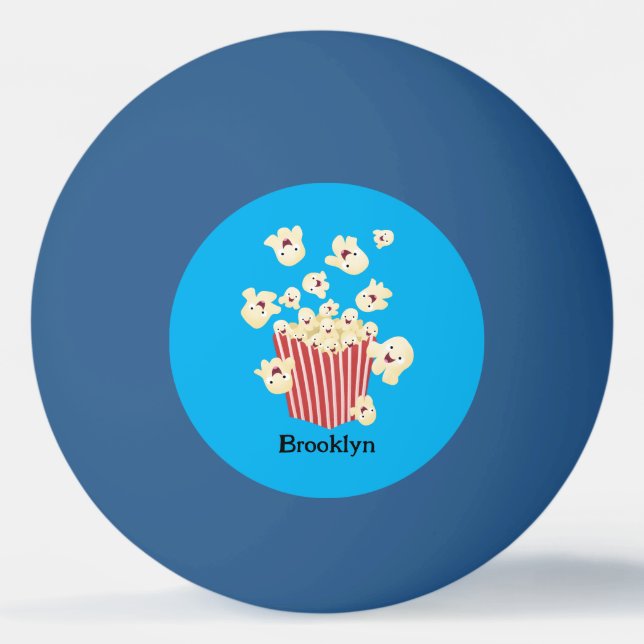 Cute, rolig popcorn-tecknad pingisboll (Framsidan)