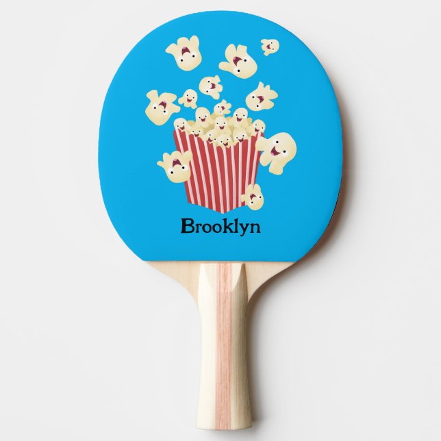 Cute, rolig popcorn-tecknad pingisracket (Framsidan)