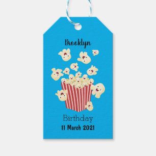 Cute, rolig popcorn-tecknad presentetikett