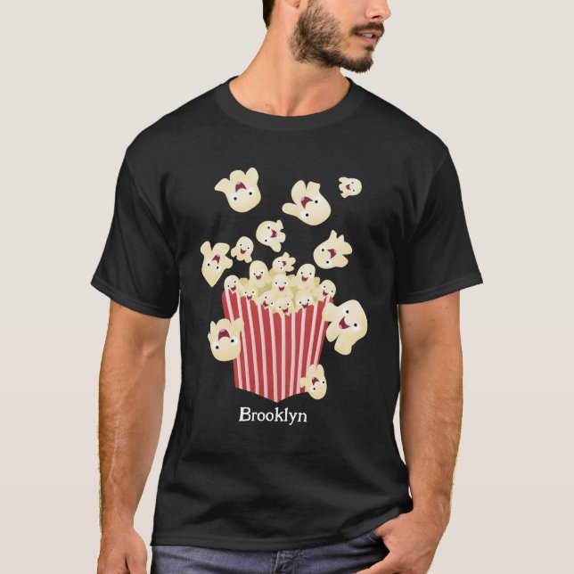 Cute, rolig popcorn-tecknad t shirt (Framsida)