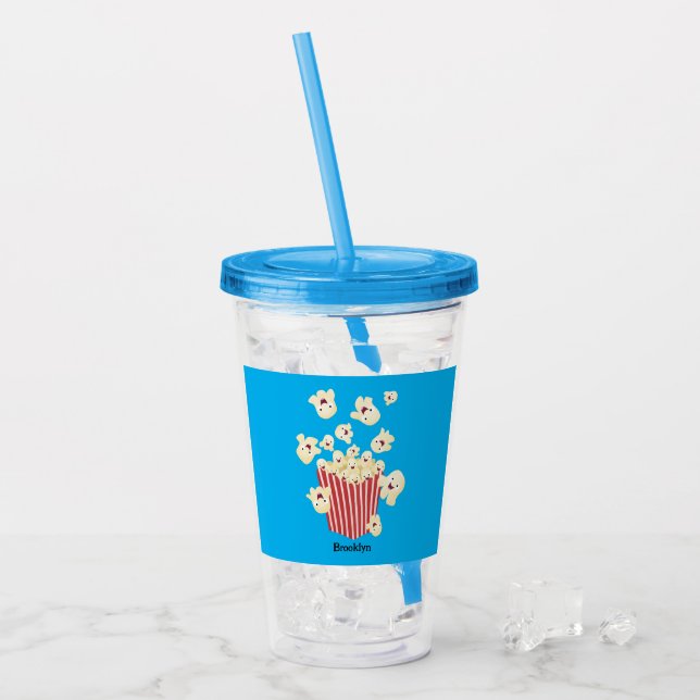 Cute, rolig popcorn-tecknad take away mugg (Framsida Ice)