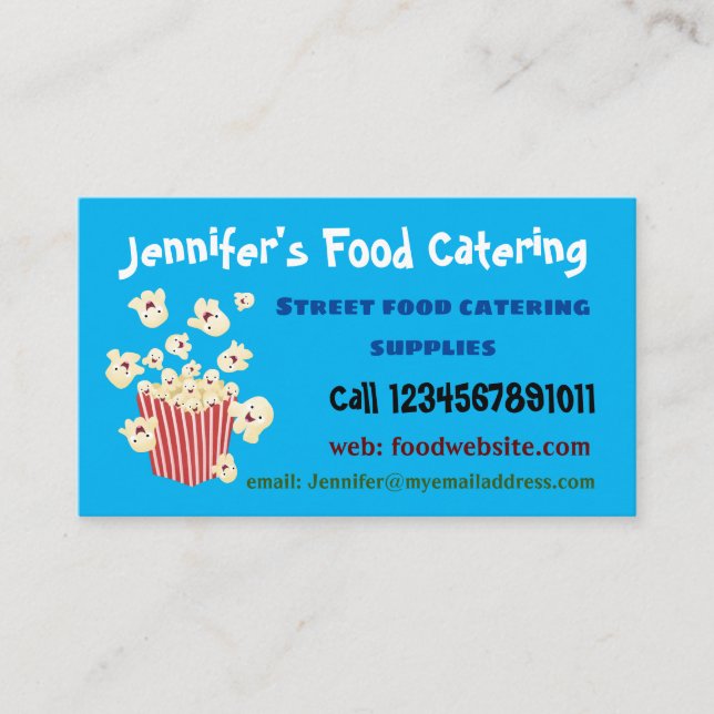 Cute, rolig popcorn-tecknad visitkort (Framsida)