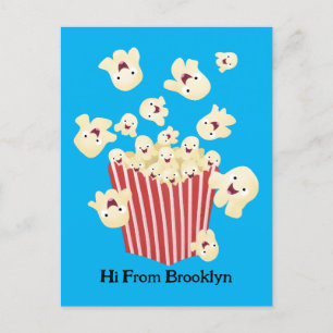 Cute, rolig popcorn-tecknad vykort