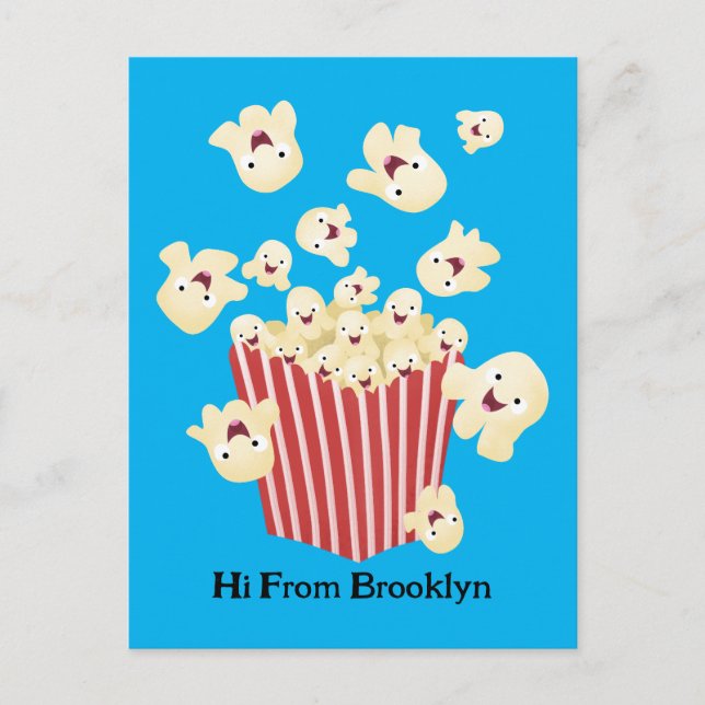 Cute, rolig popcorn-tecknad vykort (Framsida)