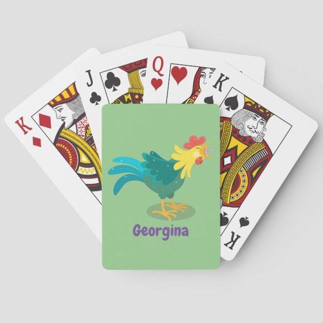 Cute, rolig tecknad i tupp casinokort (Baksidan)