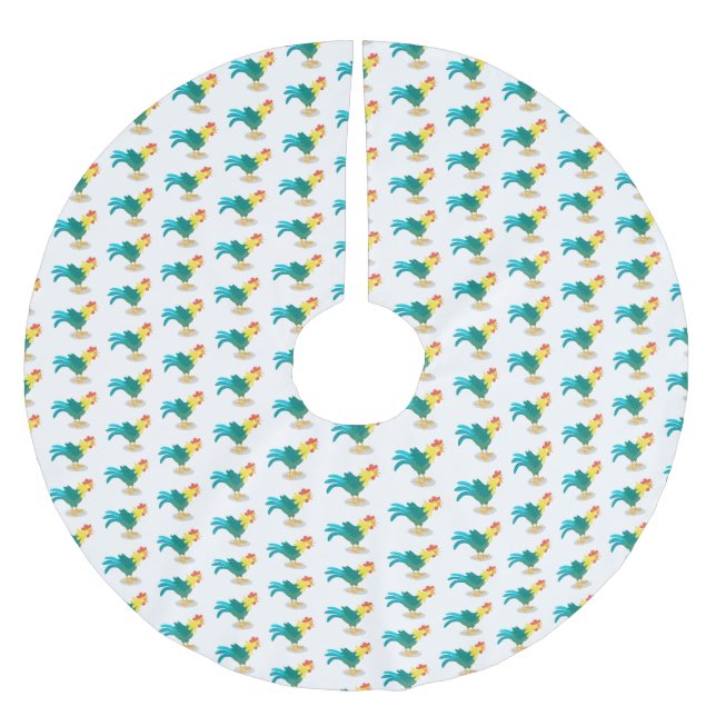 Cute, rolig tecknad i tupp julgransmatta borstad polyester (Framsidan)