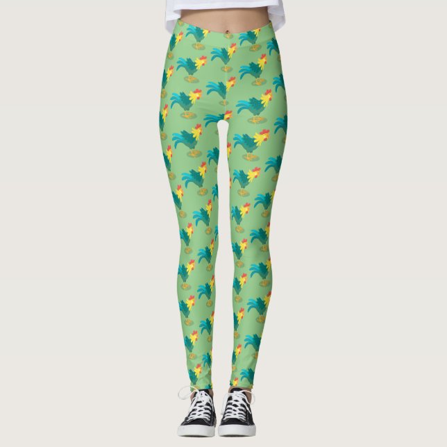 Cute, rolig tecknad i tupp leggings (Framsida)