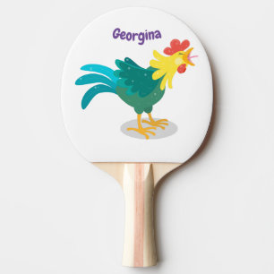 Cute, rolig tecknad i tupp pingisracket